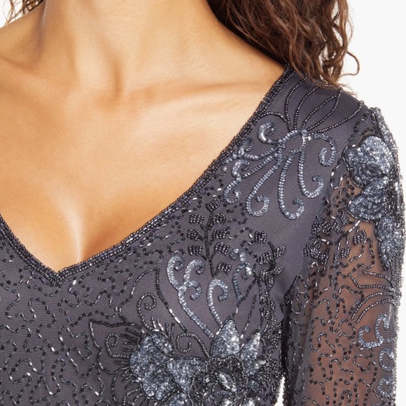 Pissaro Nights Beaded V-Neck Cocktail Dress - Picture 8 of 8